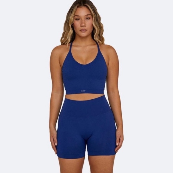 NWT SET ACTIVE SCULPTFLEX® RIBBED V BRA - COLOR BLUE - Picture 1 of 6